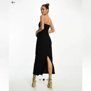 knee length dresses for ladies Asos Design Satin Bandeau Maxi Dress With Cowl Back In Orange